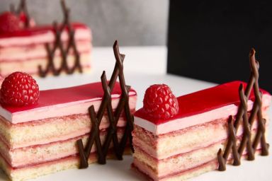 RUBY & RASPBERRY SLICE By Chef Arno RALPH (Chocolate Academy South-Africa)