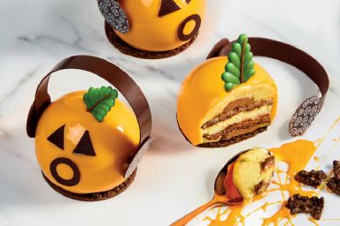 Trick or treat with chocolate, sponge and orange